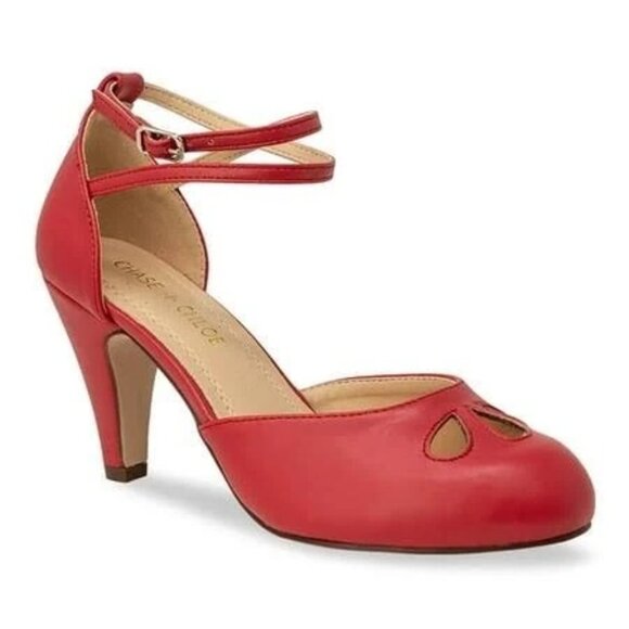 Chase & Chloe Women's Kimmy Tear Drop Heels Red Size 10 NIB - Picture 8 of 8